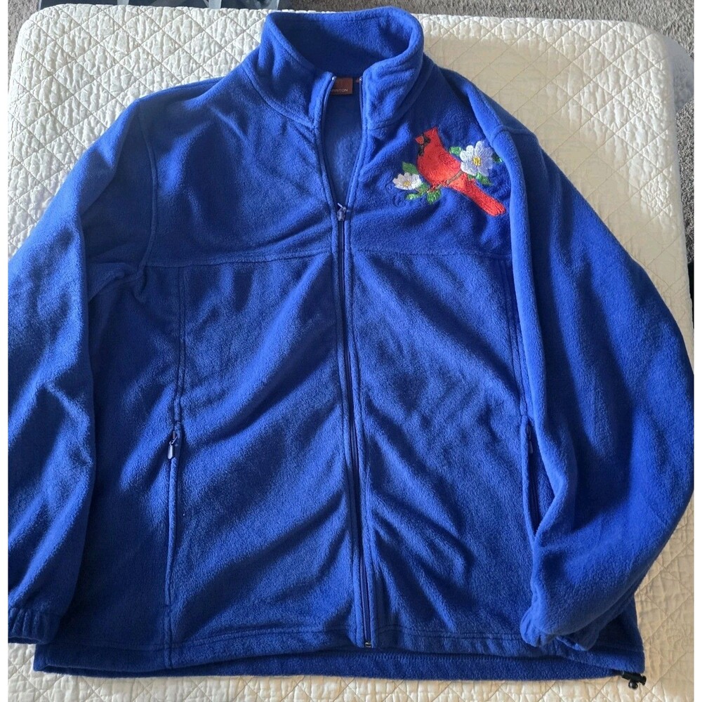 Customized Grandmacore Harriton Fleece Royal Blue Full Zip L Cardinal Embroider